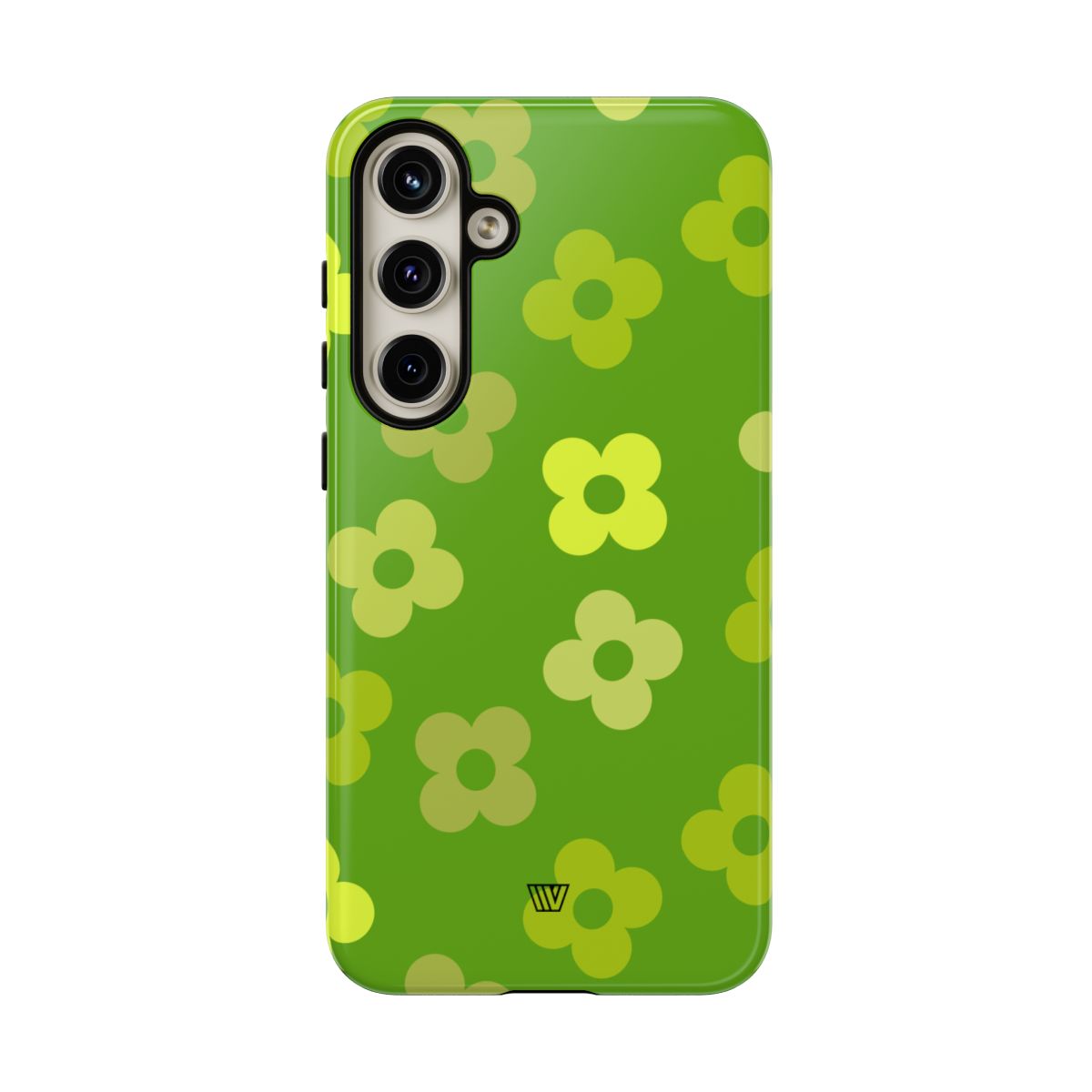 Green Retro Flowers Tough Phone Case – Samsung Galaxy S24 Plus, Glossy