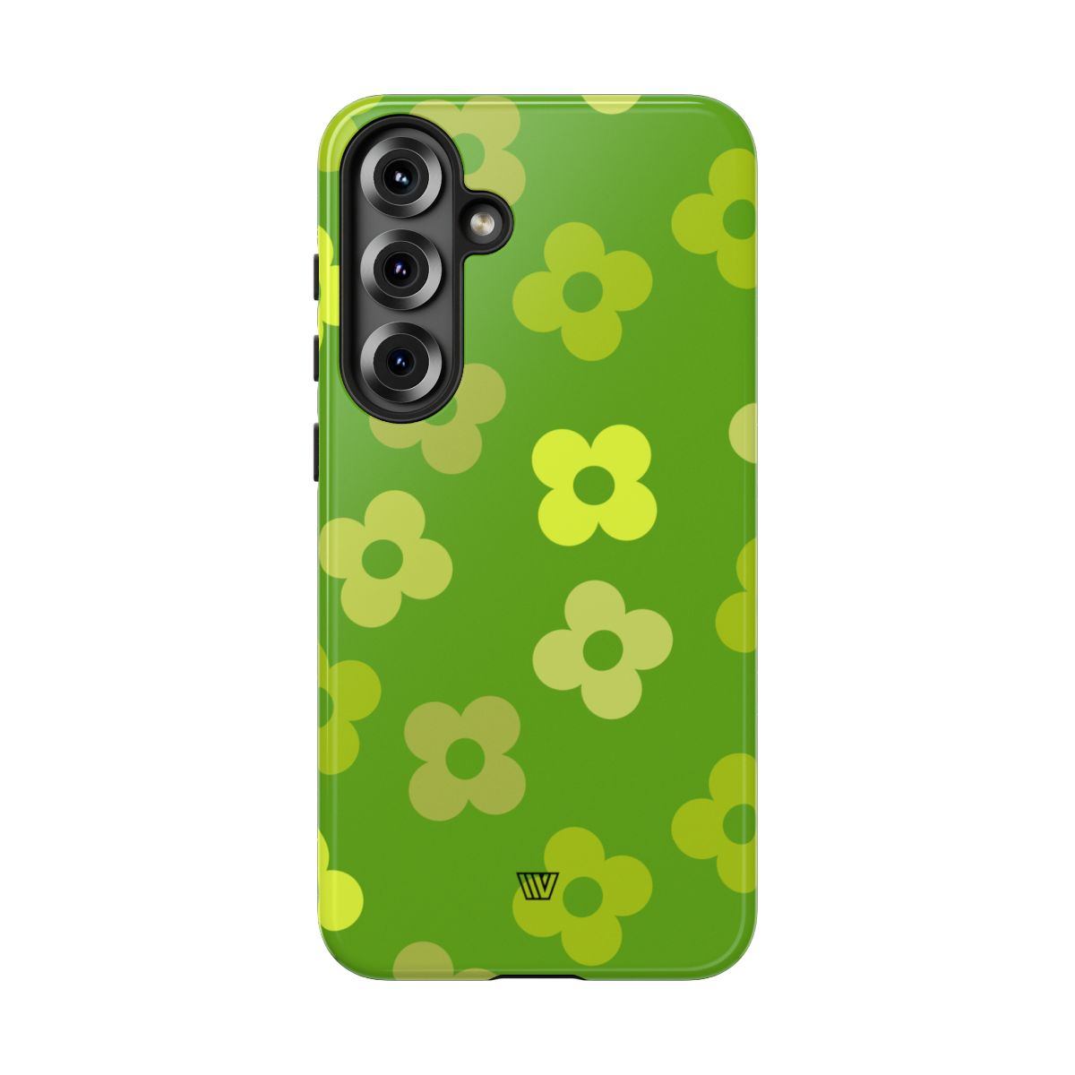 Green Retro Flowers Tough Phone Case – Samsung Galaxy S25 Plus, Glossy