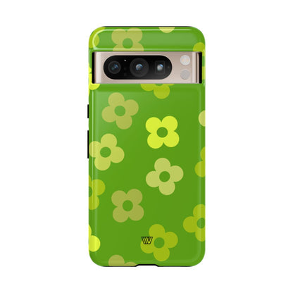 Green Retro Flowers Tough Phone Case – Google Pixel 8 Pro, Glossy