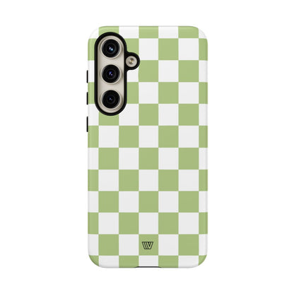 PALE OLIVE WHITE CHECKERBOARD | Tough Phone Case