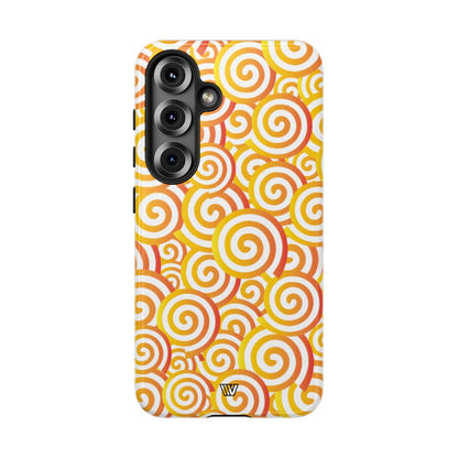 Abstract Spiral Orange Tough Phone Case – Samsung Galaxy S25, Glossy