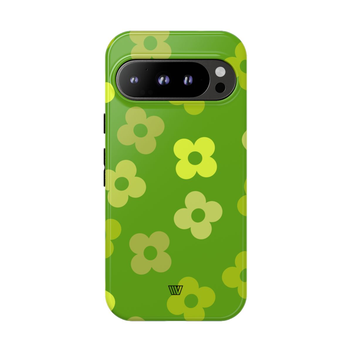 Green Retro Flowers Tough Phone Case – Google Pixel 9 Pro, Glossy