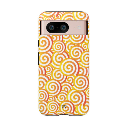 Abstract Spiral Orange Tough Phone Case – Google Pixel 8, Matte