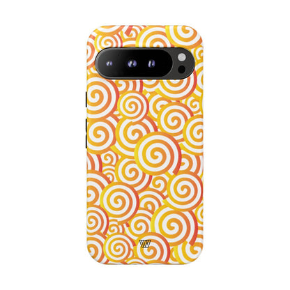 Abstract Spiral Orange Tough Phone Case – Google Pixel 9 Pro XL, Matte