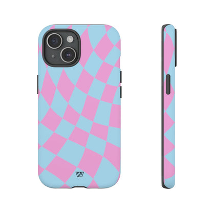BLUE PINK CURVY CHECKERBOARD | Tough Phone Case