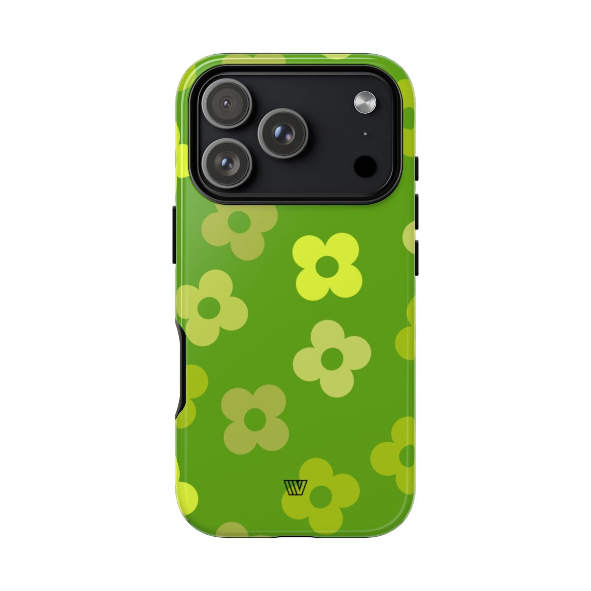 Green Retro Flowers Tough Phone Case – iPhone 17 Pro, Glossy