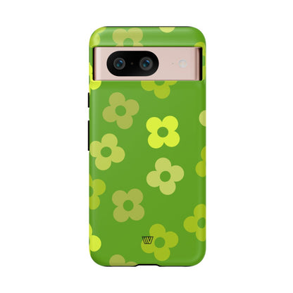 Green Retro Flowers Tough Phone Case – Google Pixel 8, Matte