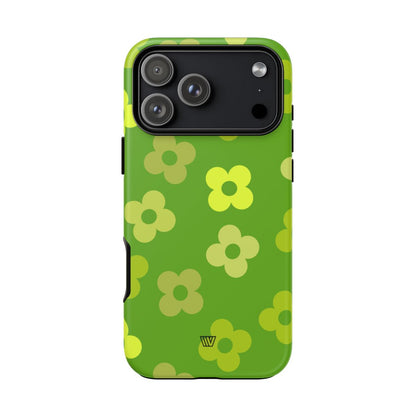 Green Retro Flowers Tough Phone Case – iPhone 17 Pro Max, Matte