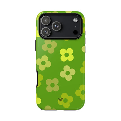 Green Retro Flowers Tough Phone Case – iPhone 17 Pro Max, Glossy