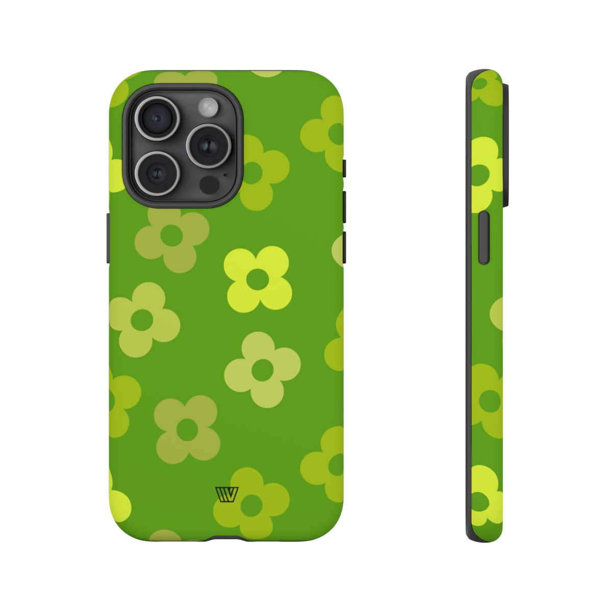 Green Retro Flowers Tough Phone Case – iPhone 15 Pro Max, Matte