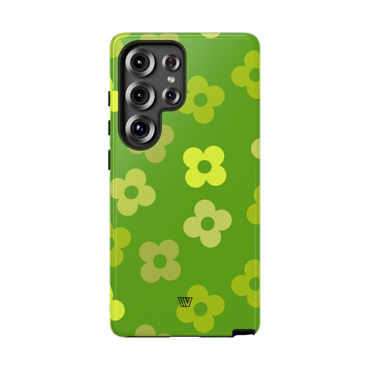 Green Retro Flowers Tough Phone Case – Samsung Galaxy S25 Ultra, Glossy