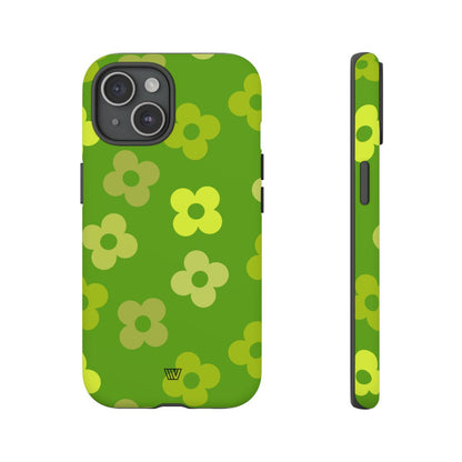 Green Retro Flowers Tough Phone Case – iPhone 15, Matte