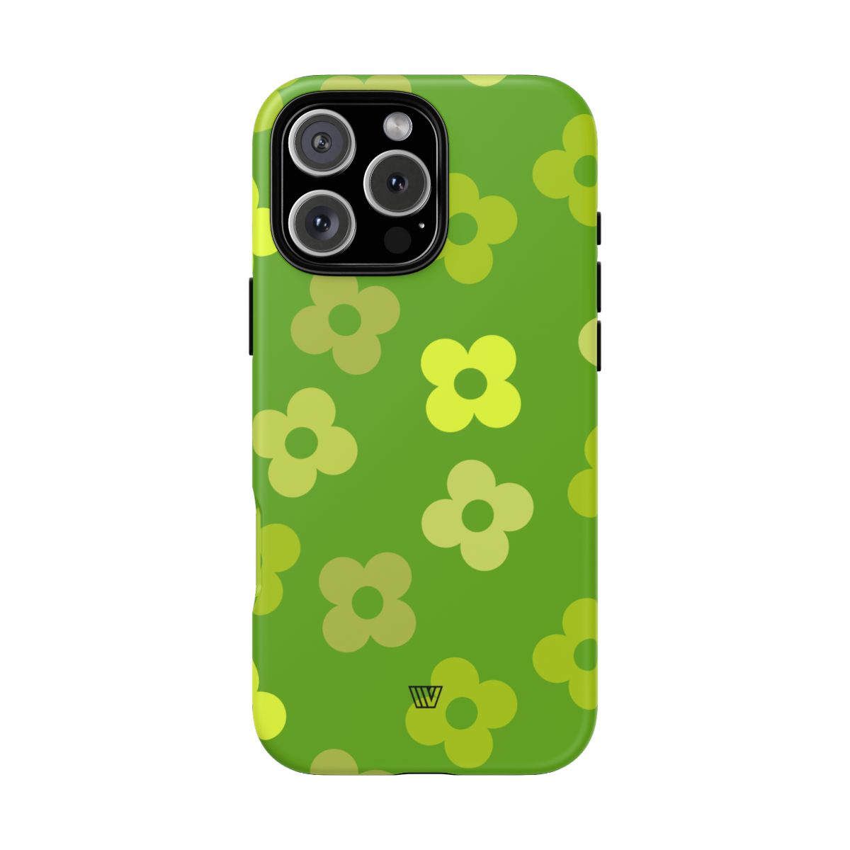 Green Retro Flowers Tough Phone Case – iPhone 16 Pro Max, Matte