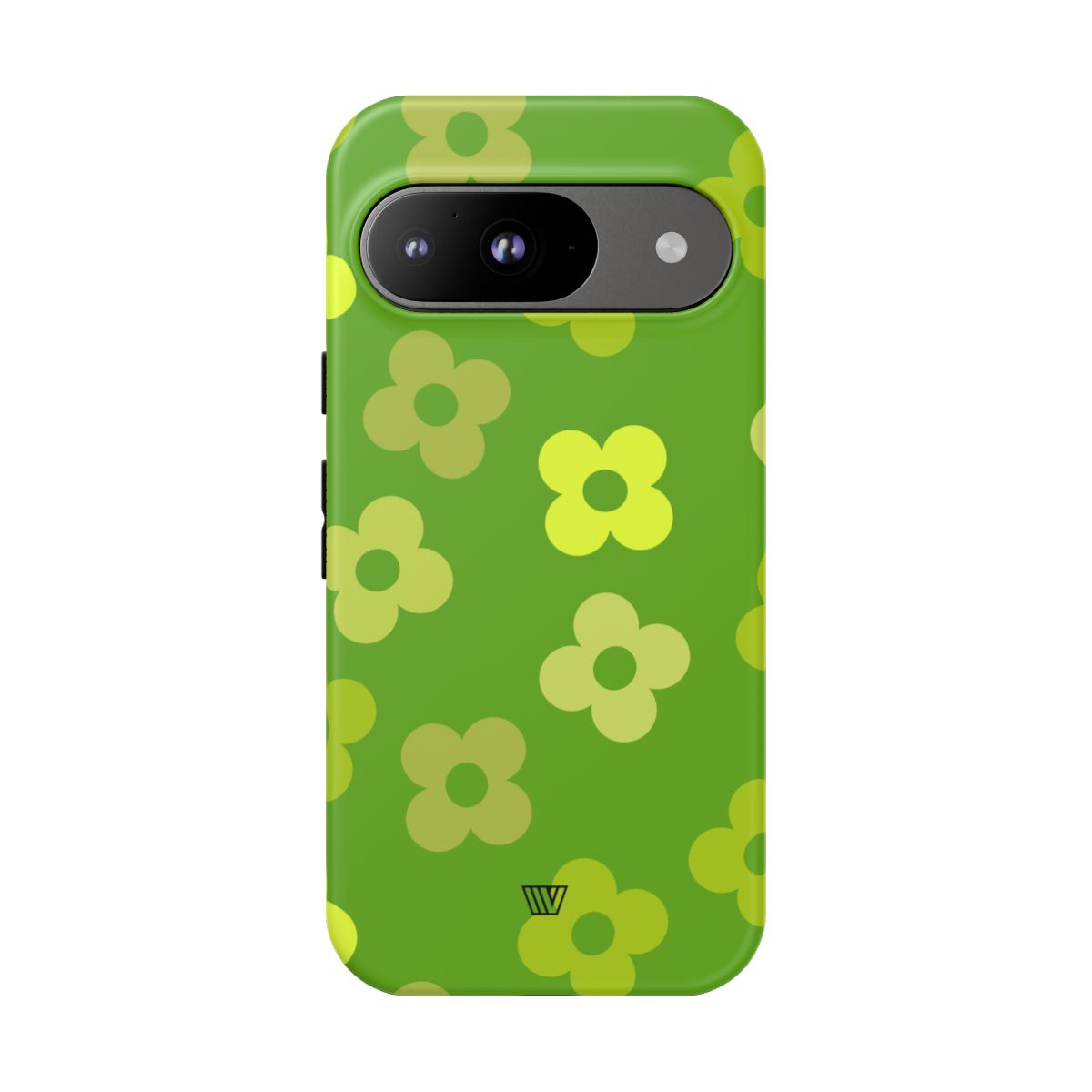 Green Retro Flowers Tough Phone Case – Google Pixel 9, Matte