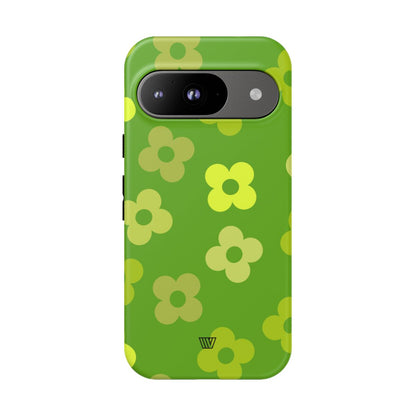 Green Retro Flowers Tough Phone Case – Google Pixel 9, Matte