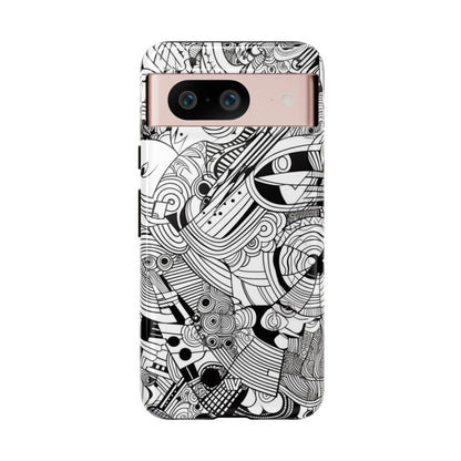 B&W ABSTRACT DOODLE | Tough Phone Case