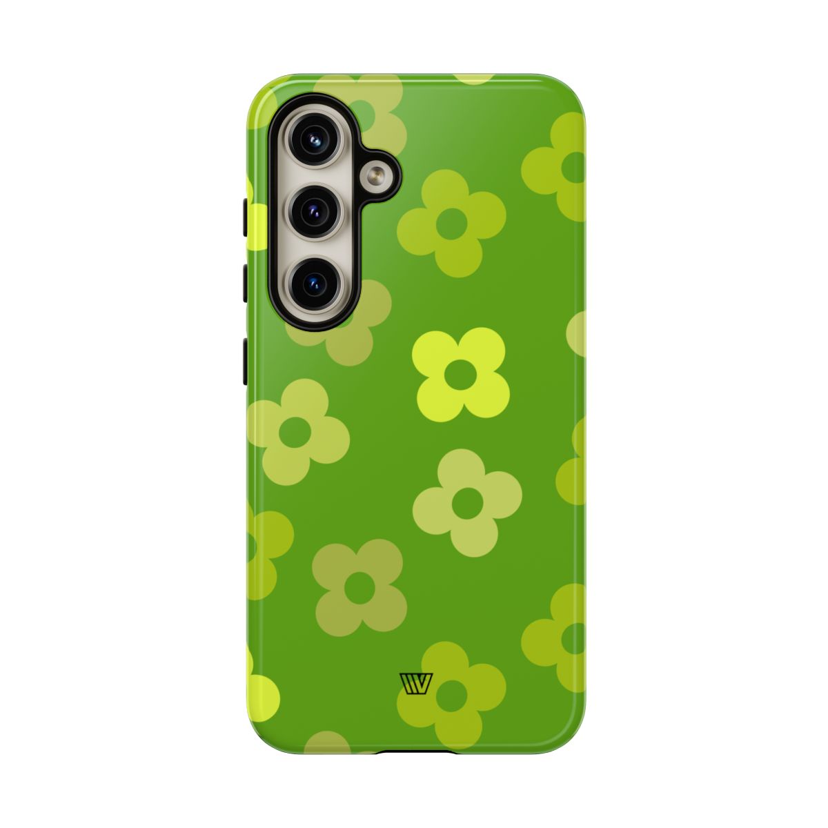 Green Retro Flowers Tough Phone Case – Samsung Galaxy S24, Glossy
