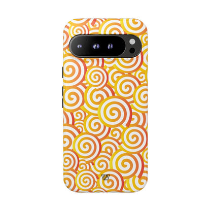 Abstract Spiral Orange Tough Phone Case – Google Pixel 9 Pro XL, Glossy